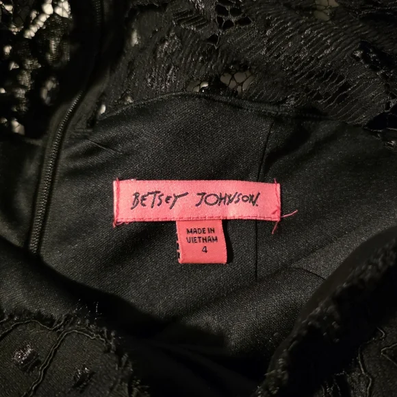 Betsy Johnson Black Lace Dress Long Sleeve Witchy Goth Size 4 - Picture 7 of 9